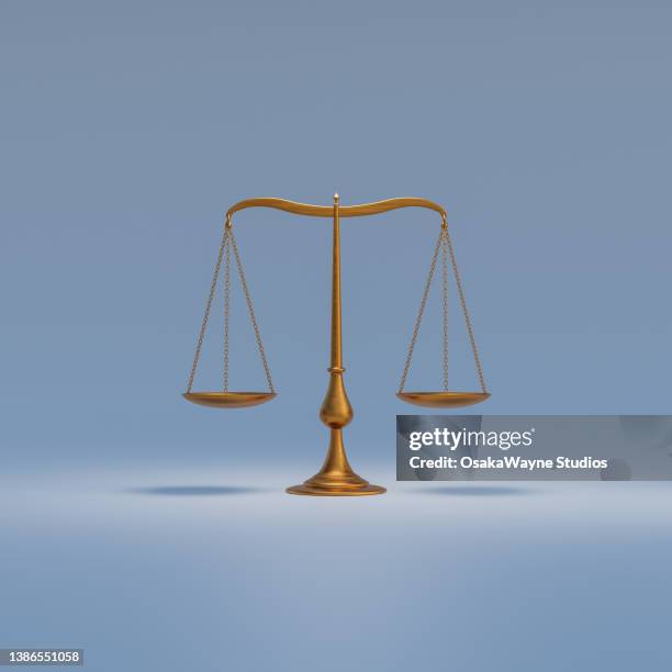 old empty scales in brass colour - balansvåg bildbanksfoton och bilder