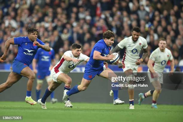 Antoine Dupont of France during the Six Nations match between France and England at Stade de France on March 19, 2022 in Paris, France.