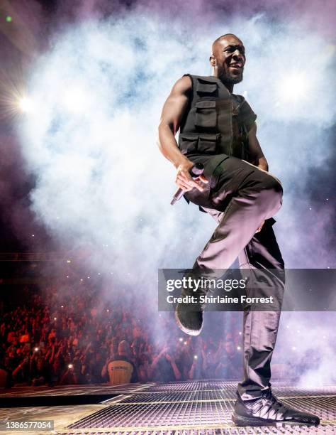 Stormzy performs at Manchester Arena on March 19, 2022 in Manchester, England.