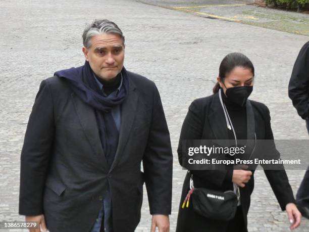 Monserrat Caballe and Bernabe Marti Caballe, children of the late Bernabe Marti, on their arrival at the mortuary on March 19 in Barcelona, Spain.