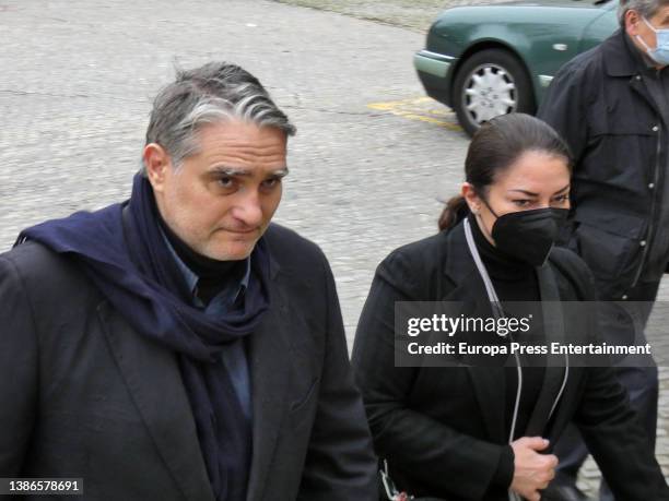 Monserrat Caballe and Bernabe Marti Caballe, children of the late Bernabe Marti, on their arrival at the mortuary on March 19 in Barcelona, Spain.