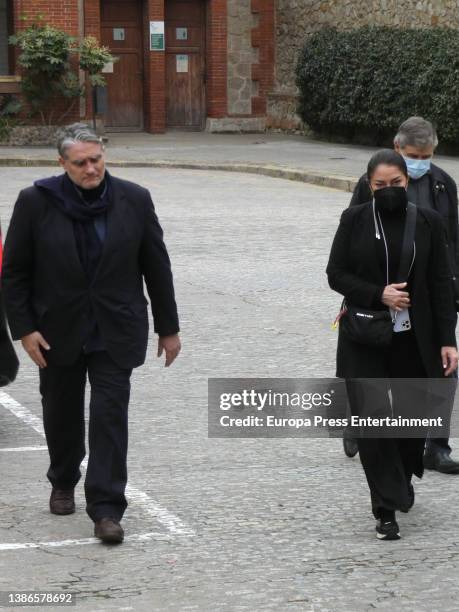 Monserrat and Bernabe Marti Caballe, children of the late Bernabe Marti, on their arrival at the mortuary on March 19 in Barcelona, Spain.