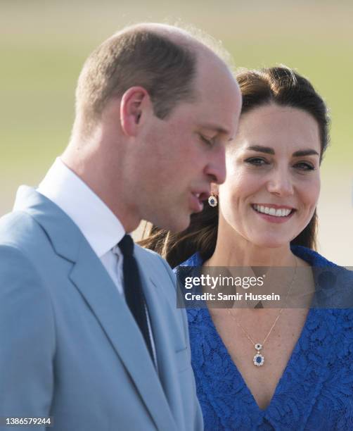 Catherine, Duchess of Cambridge and Prince William, Duke of Cambridge arrive at Philip S. W Goldson International Airport to start their Royal Tour...