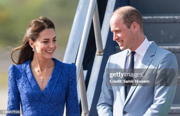 Catherine, Duchess of Cambridge and Prince William, Duke of Cambridge arrive at Philip S. W Goldson International Airport to start their Royal Tour...