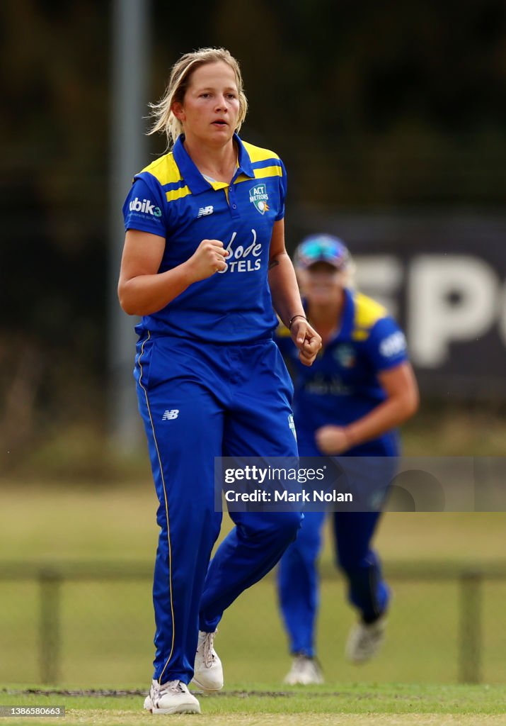Colett Raferty Chloe Raferty of the ACT celebrates a wicket mates during the WNCL ...