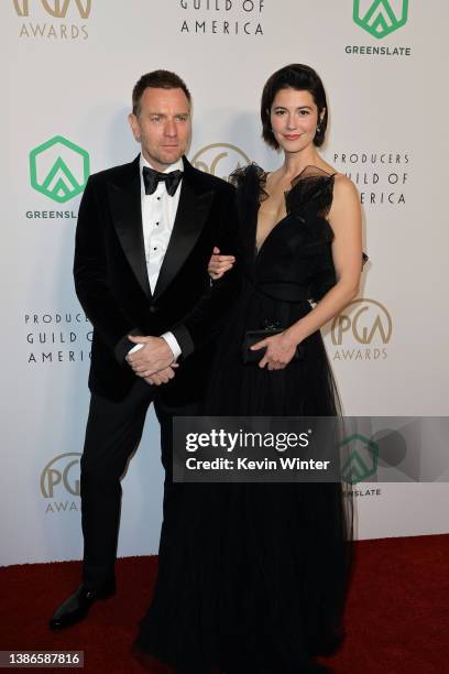 Ewan McGregor and Mary Elizabeth Winstead attend the 33rd Annual Producers Guild Awards at Fairmont Century Plaza on March 19, 2022 in Los Angeles,...