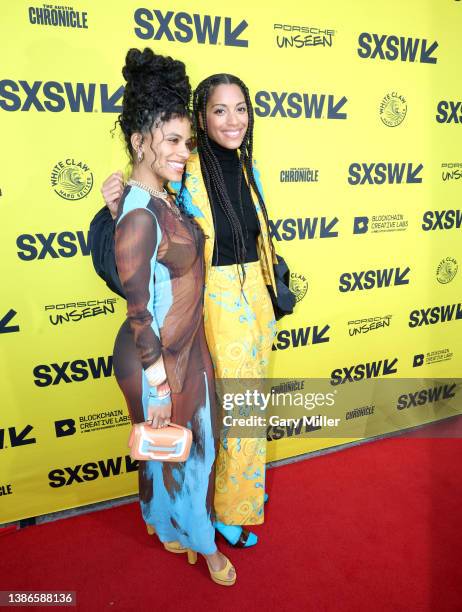 Zazie Beetz and Stefani Robinson attend the premiere of "Atlanta" during day 9 of the 2022 SXSW Conference and Festival at the Paramount Theatre on...