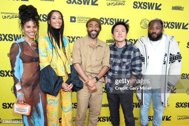 Zazie Beetz, Stefani Robinson, Donald Glover, Hiro Murai and Stephen Glover attend the premiere of "Atlanta" during day 9 of the 2022 SXSW Conference...