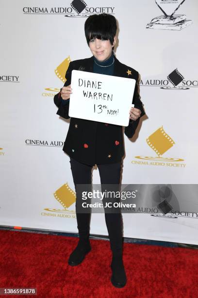 Diane Warren attends the 58th Cinema Audio Society Awards at InterContinental Los Angeles Downtown on March 19, 2022 in Los Angeles, California.