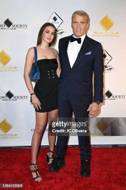 Dolph Lundgren and Emma Krokdal attend the 58th Cinema Audio Society Awards at InterContinental Los Angeles Downtown on March 19, 2022 in Los...
