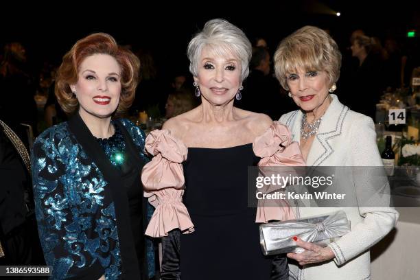 Kat Kramer, Rita Moreno, and Karen Sharpe attend the 33rd Annual Producers Guild Awards at Fairmont Century Plaza on March 19, 2022 in Los Angeles,...