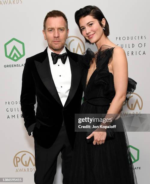 Ewan McGregor and Mary Elizabeth Winstead attend The 33rd Producers Guild Awards Supported by GreenSlate at Fairmont Century Plaza on March 19, 2022...