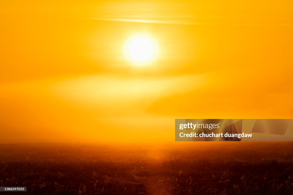 Global warming from the sun and burning, Heatwave hot sun, Climate change, Heatstroke