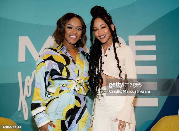 Gia Peppers and Meagan Good attend the 2022 Made For Me Wellness Experience at Factory Atlanta on March 19, 2022 in Chamblee, Georgia.