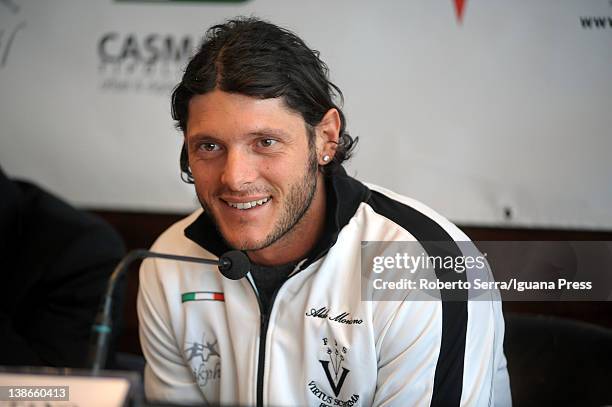 Italian fencing Olimpic Champion Aldo Montano attends the press conference unveiling him as new Virtus Scherma Fencing Team signing on February 9,...