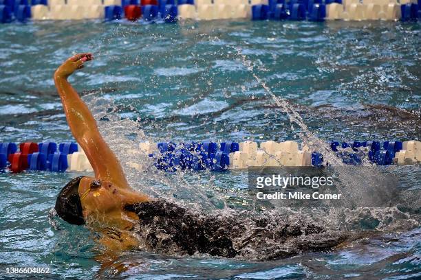 Isabelle Stadden of the University of California Golden Bears competes in the 200 Yard Backstroke during the Division I Women’s Swimming & Diving...