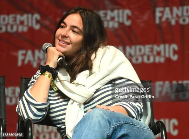 Alanna Masterson speaks onstage during the 2022 Fandemic Tour at Georgia World Congress Center on March 19, 2022 in Atlanta, Georgia.