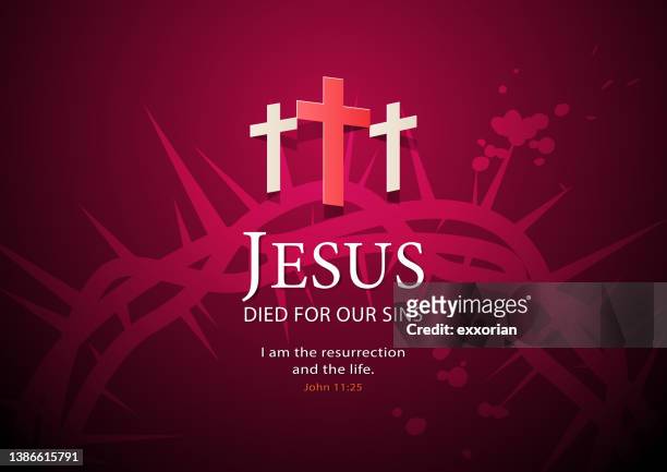 jesus died for our sins - christianity concept stock illustrations