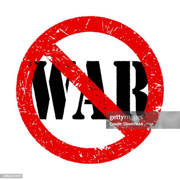 no or stop war sign - thumbs down white background stock illustrations