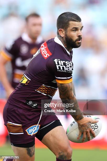 Adam Reynolds of the Broncos runs the ball during the round two NRL match between the Canterbury Bulldogs and the Brisbane Broncos at Accor Stadium,...