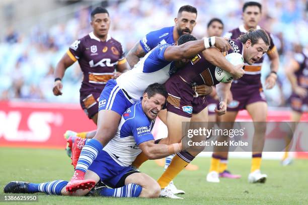 Patrick Carrigan bb during the round two NRL match between the Canterbury Bulldogs and the Brisbane Broncos at Accor Stadium, on March 20 in Sydney,...