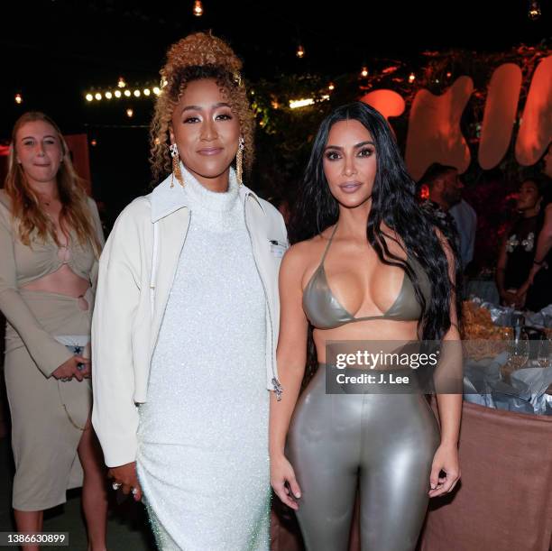 Naomi Osaka and Kim Kardashian attend a private dinner celebrating the SKIMS SWIM Miami pop-up shop at SWAN on Saturday, March 19, 2022 in Miami,...