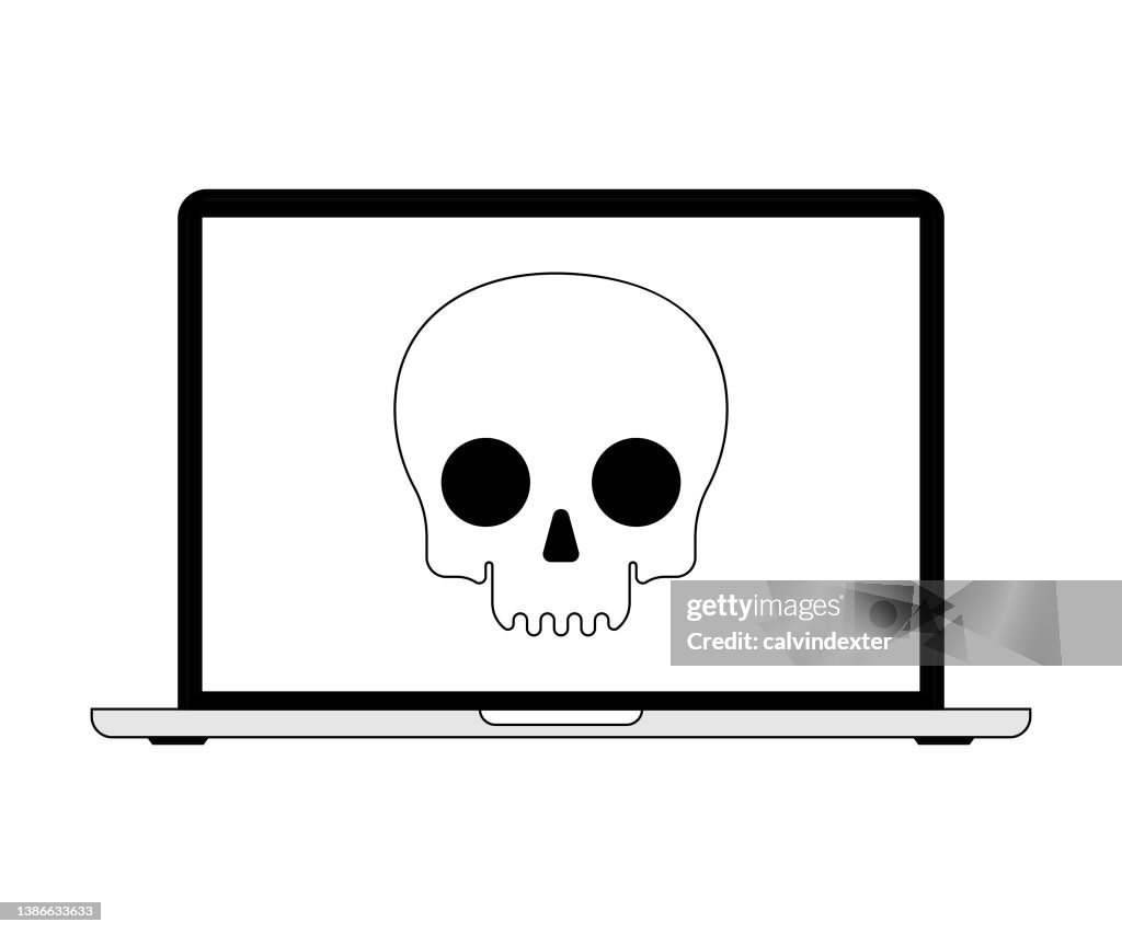 Laptop Computer Skull On Screen High-Res Vector Graphic - Getty Images