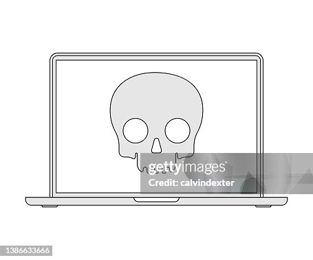 Laptop Computer Skull On Screen High-Res Vector Graphic - Getty Images