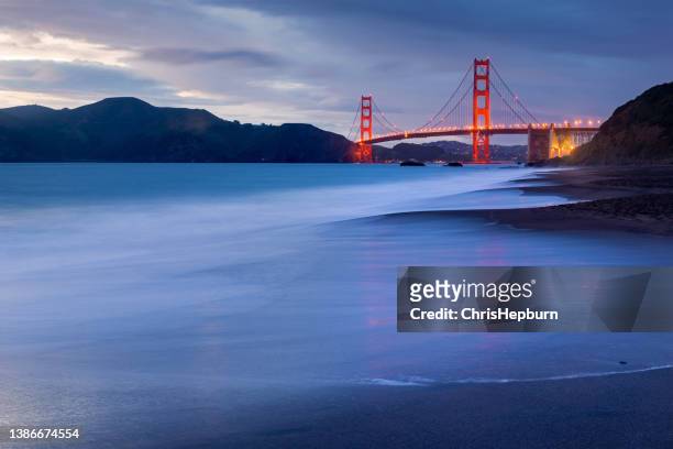 golden gate bridge, san francisco, california - baker beach stock pictures, royalty-free photos & images