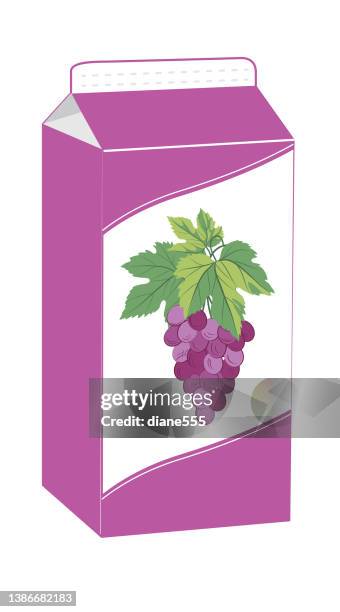 carton of grape juice on transparent background - juice box stock illustrations