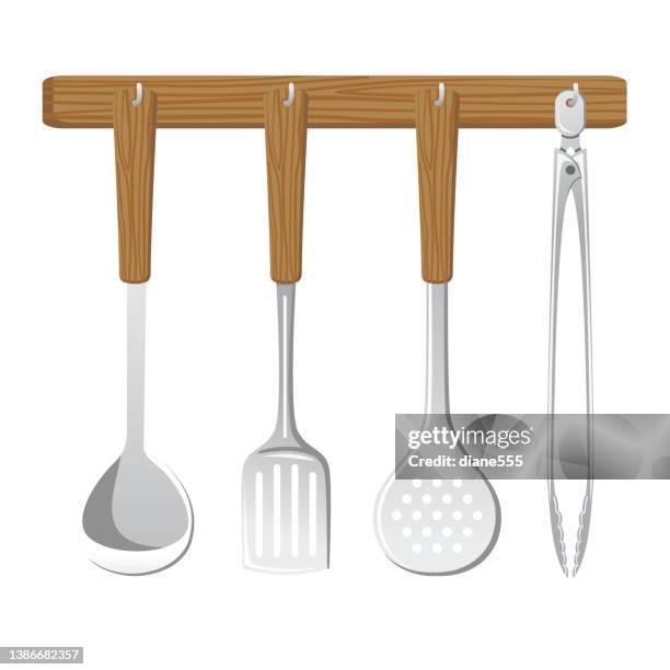 bildbanksillustrationer, clip art samt tecknat material och ikoner med kitchen utensils - serveringsredskap