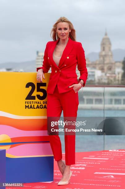 Actress Carolina Cerezuela poses at the photocall for the film 'Camera Cafe' at the Malaga Film Festival, on 20 March, 2022 in Malaga, Andalusia,...