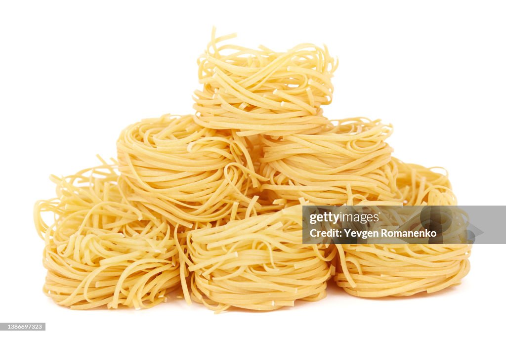 Egg pasta isolated on white background