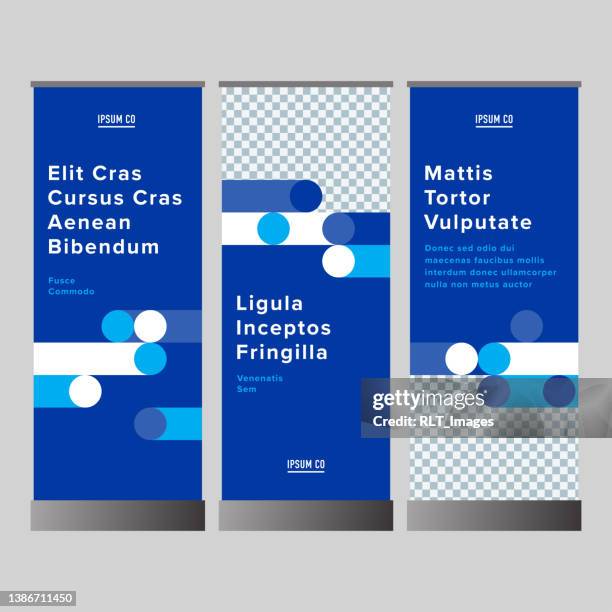 ilustrações de stock, clip art, desenhos animados e ícones de vertical banner set design template with abstract geometric graphics — ipsumco series - stand exposition