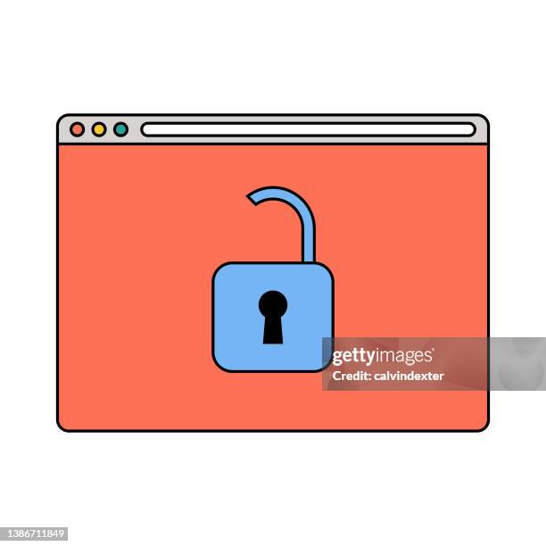 web browser padlock - data breach stock illustrations