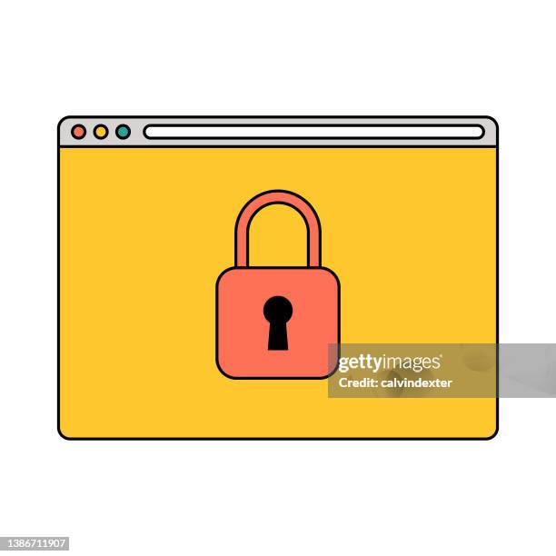 web browser padlock - entering data stock illustrations