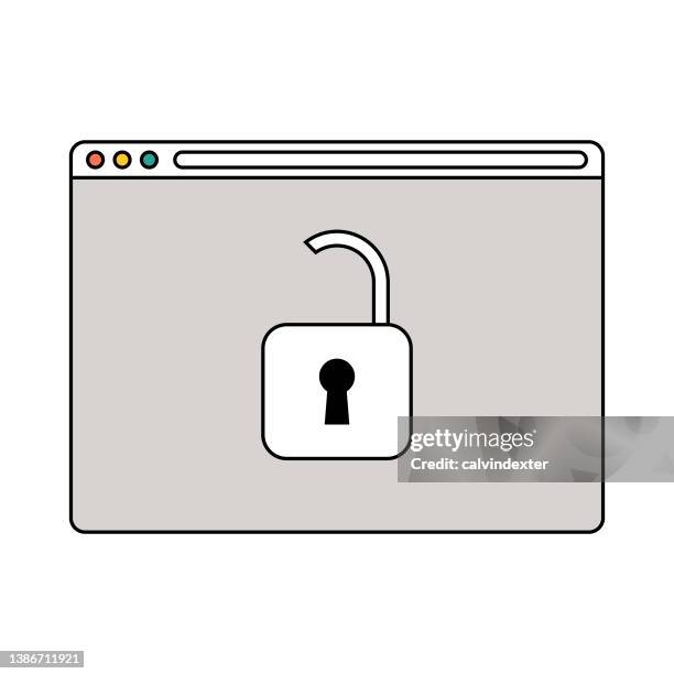 web browser padlock - data breach stock illustrations
