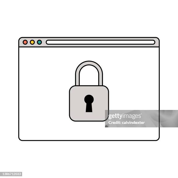 web browser padlock - entering data stock illustrations