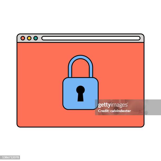 web browser padlock - entering data stock illustrations