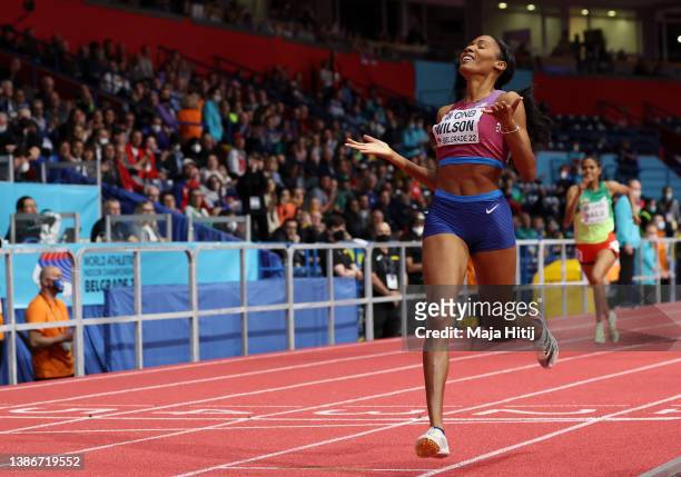 Ajee Wilson of The United States USA competes during the Women's 800 Metres Final on Day Three of the World Athletics Indoor Championships Belgrade...