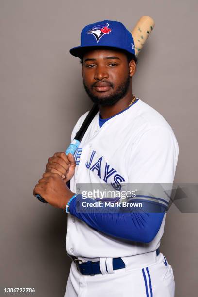 Orelvis Martinez of the Toronto Blue Jays poses for a portrait during Photo Day at TD Ballpark on March 19, 2022 in Dunedin, Florida.