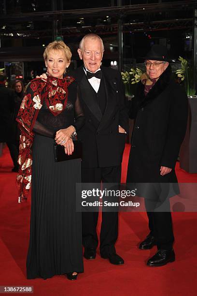 Actor Max von Sydow , Catherine Brelet and Dieter Kosslick attend the "Extremely Loud And Incredibly Close" Premiere during day two of the 62nd...