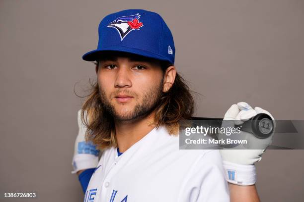 Bo Bichette of the Toronto Blue Jays poses for a portrait during Photo Day at TD Ballpark on March 19, 2022 in Dunedin, Florida.
