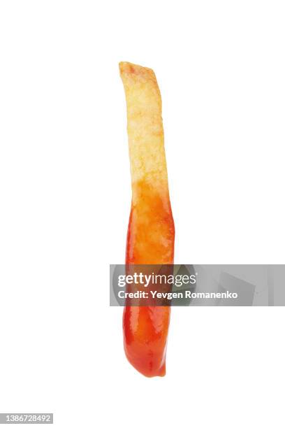 french fries isolated on white background - ketchup stock pictures, royalty-free photos & images