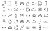 Pipe icons set outline vector. Steel valve