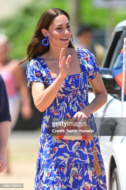 Catherine, Duchess of Cambridge arrives in a small village on the coast which is considered to be the cultural centre of the Garifuna community in...