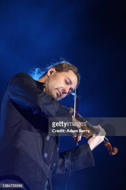 David Garrett performs at the musical peace rally Sound of Peace at the Brandenburg Gate on March 20, 2022 in Berlin, Germany. The televised event...