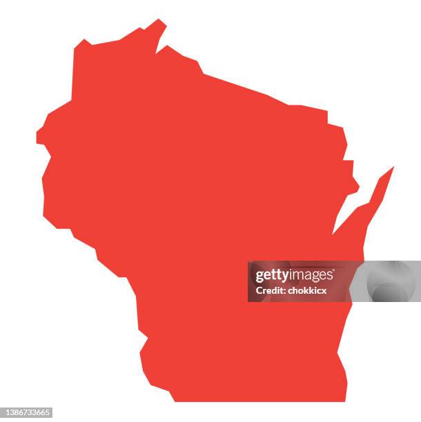 ilustraciones, imágenes clip art, dibujos animados e iconos de stock de icono de mapa del estado de wisconsin - wisconsin