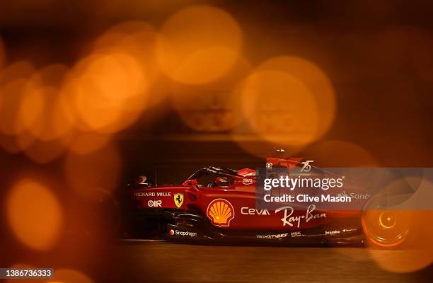 Charles Leclerc of Monaco driving the Ferrari F1-75 on track during the F1 Grand Prix of Bahrain at Bahrain International Circuit on March 20, 2022...