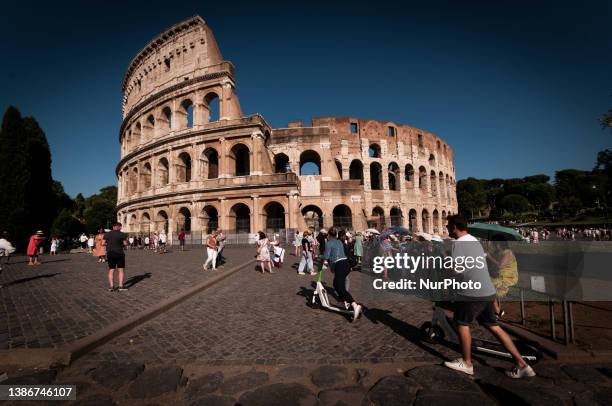 View of the Colosseum, in Rome, Italy, on July 02, 2023